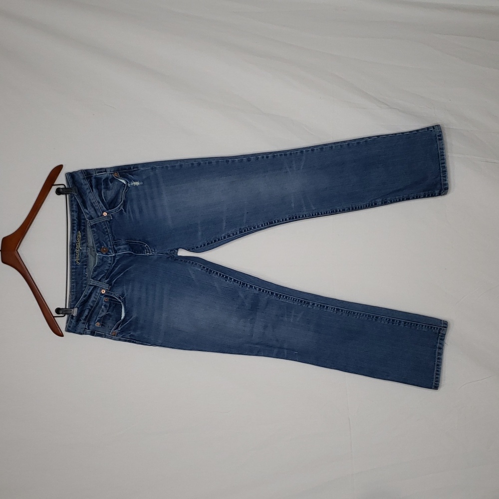 Vintage American Eagle Cotton 77 Low Rise Straight Leg Jeans Size 12 Y2K Retro
